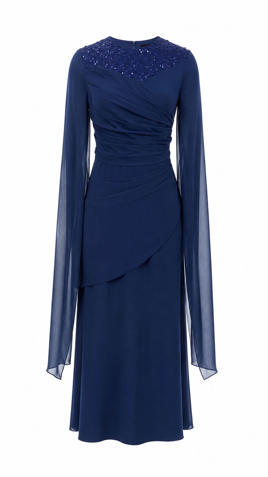 Burgundy Sequin Mesh Ruched Evening Dress