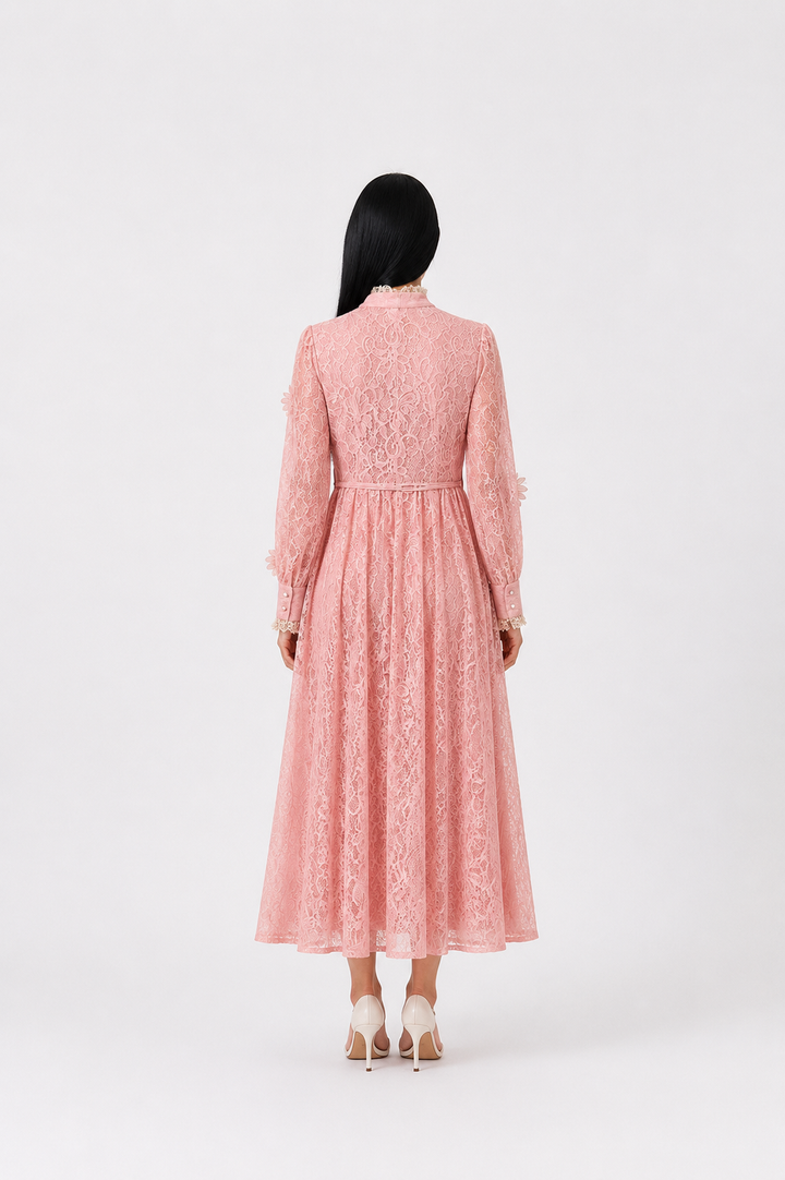 Ivory Floral Lace Maxi Dress - Romance
