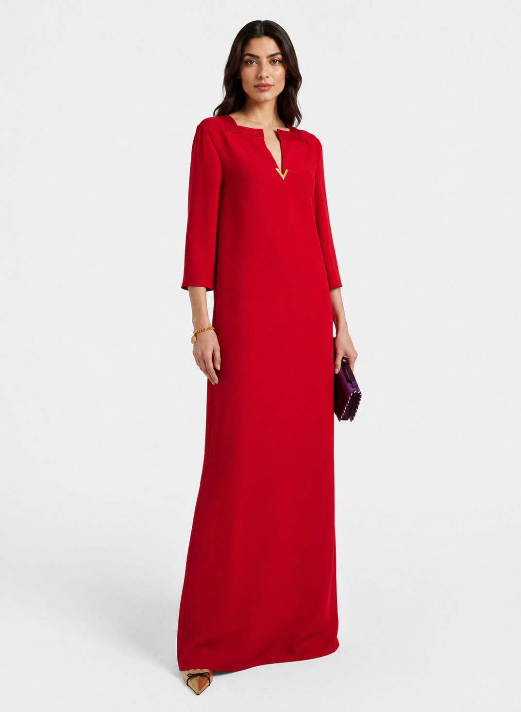 Red Minimalist Maxi Dress - Scarlet