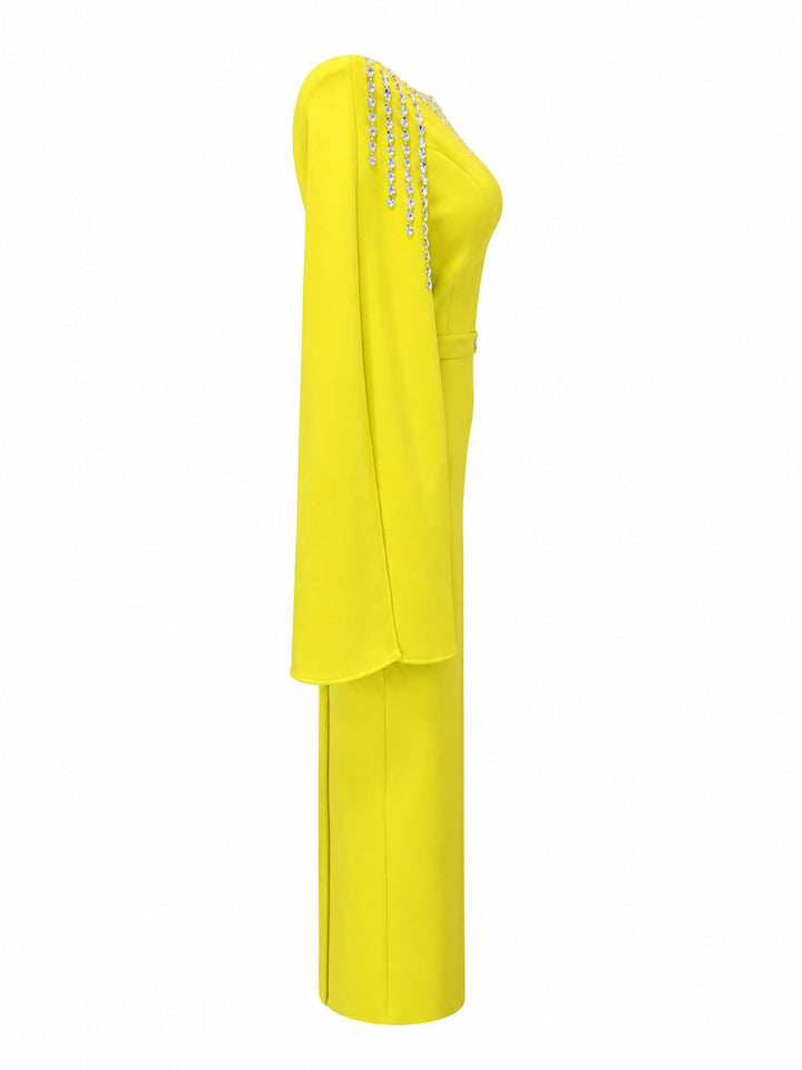Crystal Embellished One-Shoulder Midi Dress - Radiance