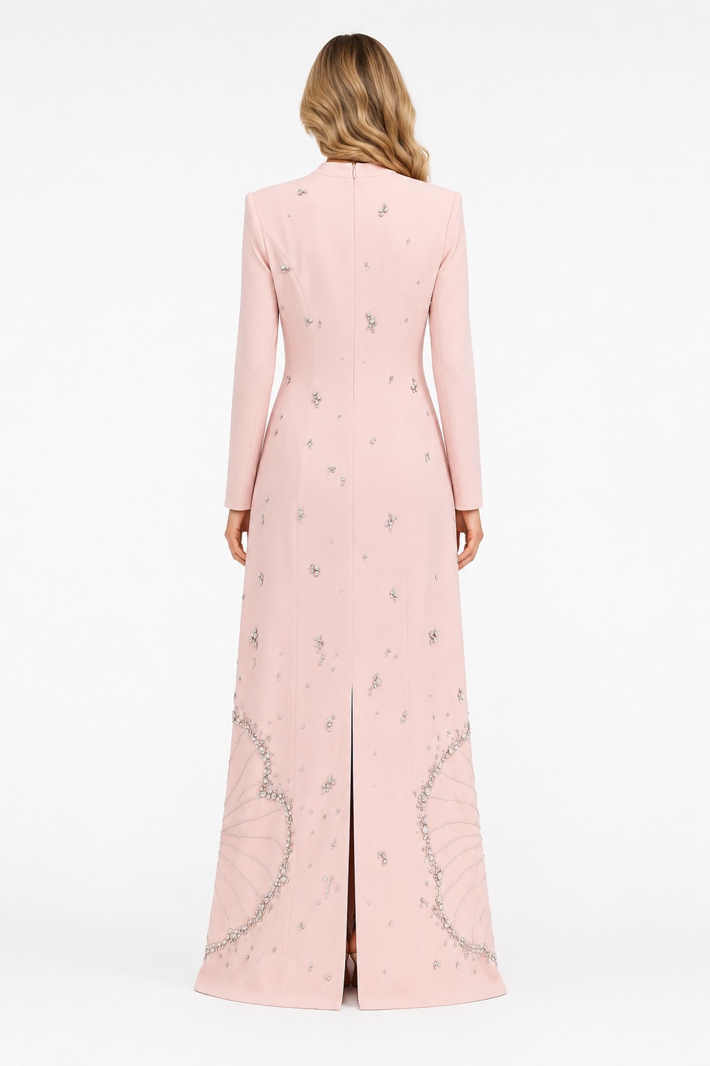 Crystal Embellished Maxi Dress - Blush