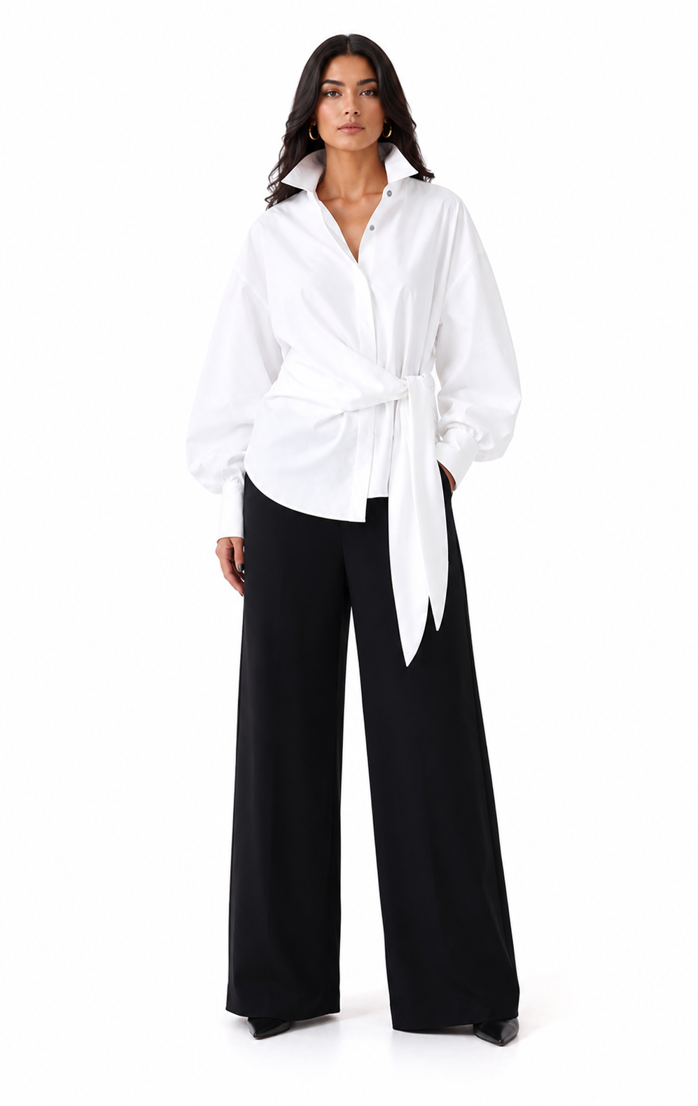 Oversized Tie-Waist Shirt – Blush