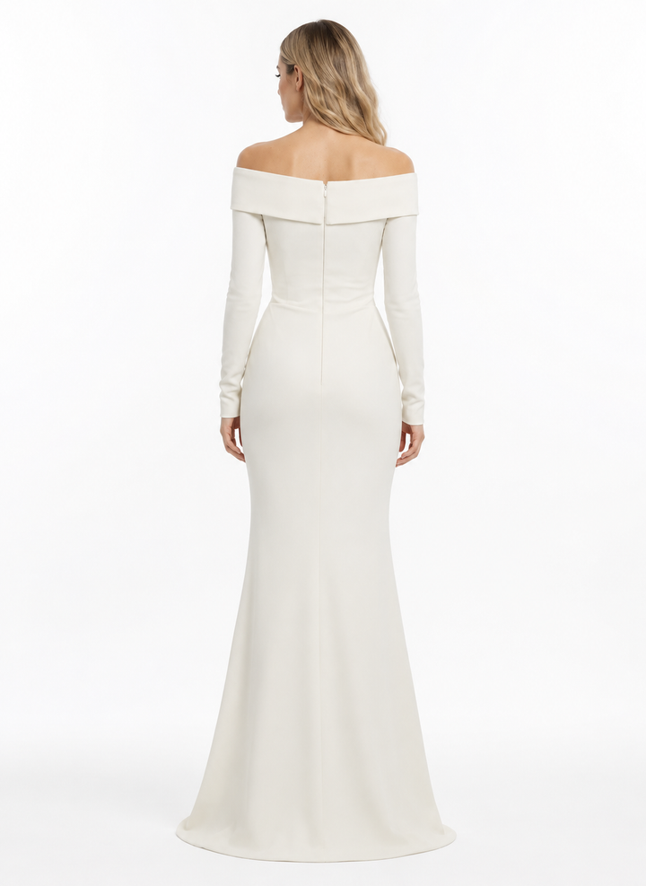 Ivory Off-Shoulder Ruched Mermaid Gown – Verona