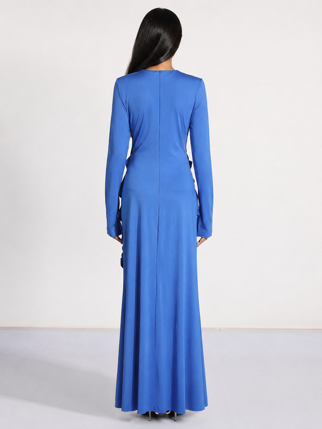 Draped Detail Long Sleeve Maxi Dress – AZURA