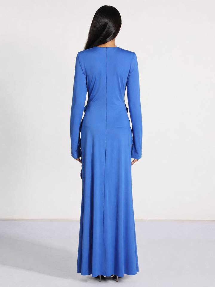 Draped Detail Long Sleeve Maxi Dress – AZURA