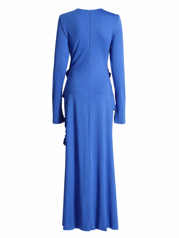 Draped Detail Long Sleeve Maxi Dress – AZURA