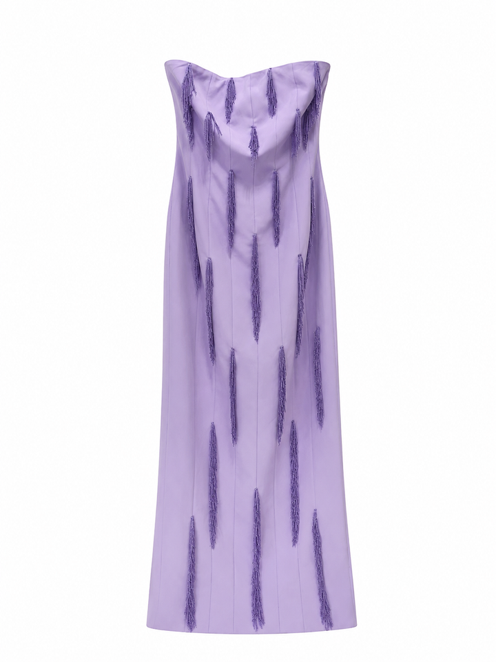 Lilac Strapless Tassel Evening Gown – Amethyst