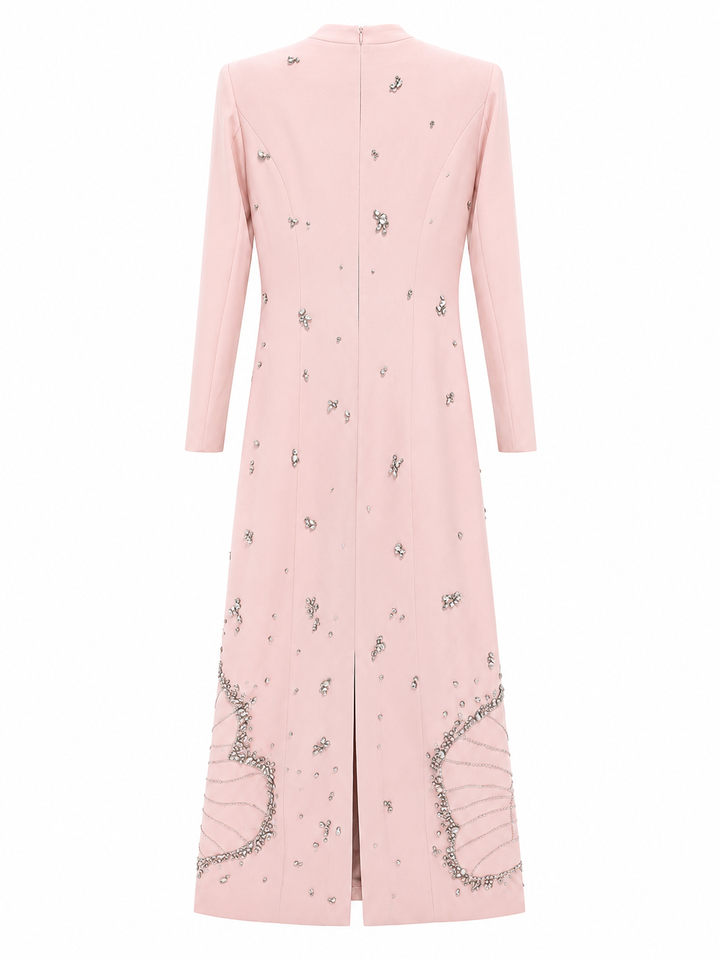 Crystal Embellished Maxi Dress - Blush