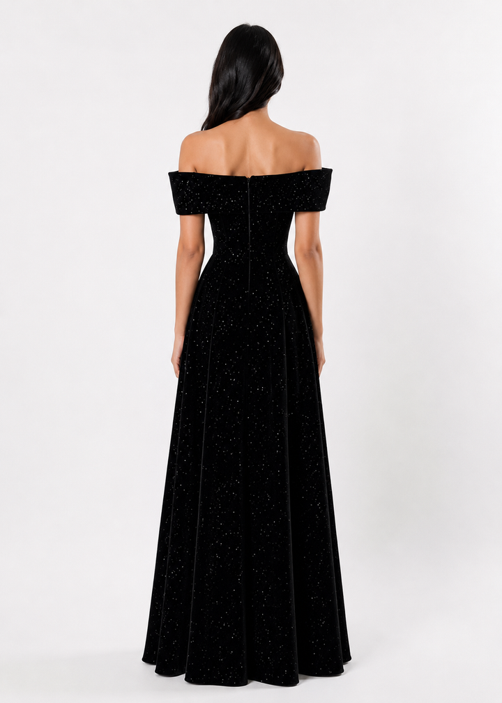 Starlight Off-Shoulder A-Line Gown - Noirtr
