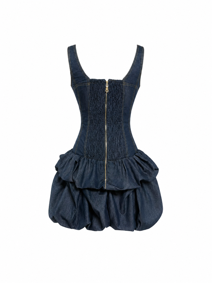 Denim Bubble Mini Dress - Noval
