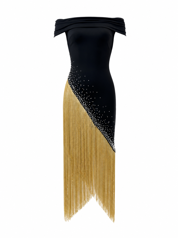 Midnight Fringe Pearl Dress - Glamour