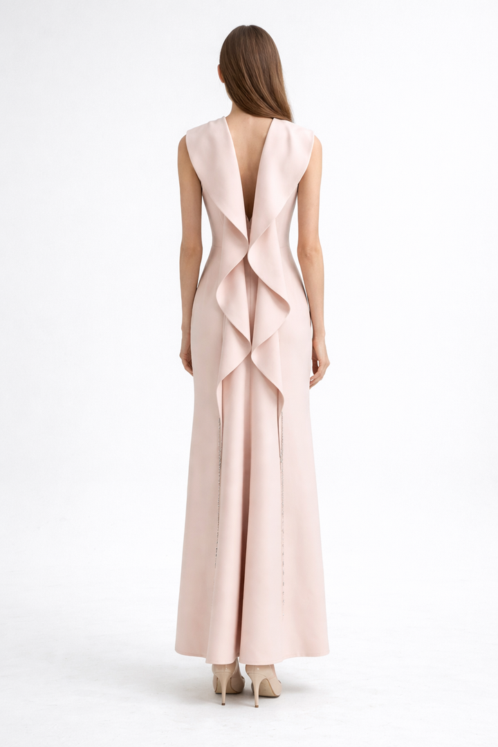 sleeveless column maxi dress with clean neckline – SERENE