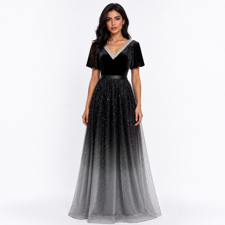 Ombre Stardust Tulle Evening Gown - Eclipse