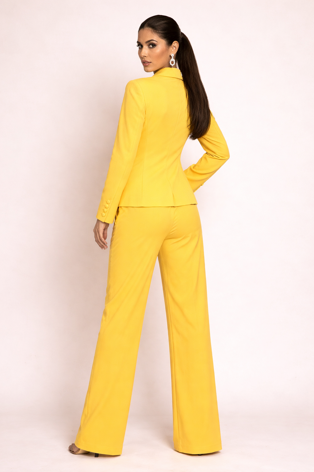 double-breasted tailored pantsuit with crystal trim - Cathy