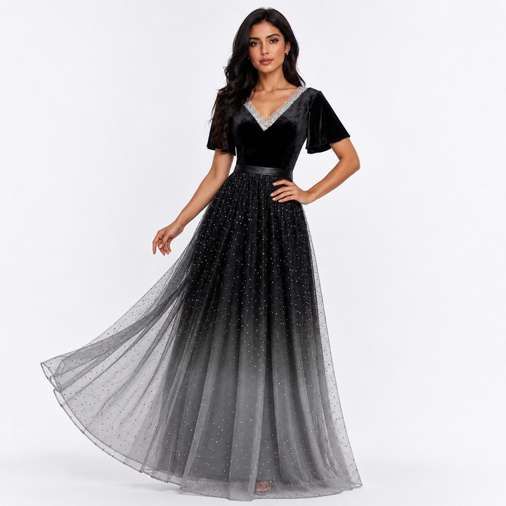 Ombre Stardust Tulle Evening Gown - Eclipse