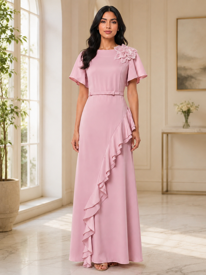 Floral Ruffle Maxi Dress - Ivory