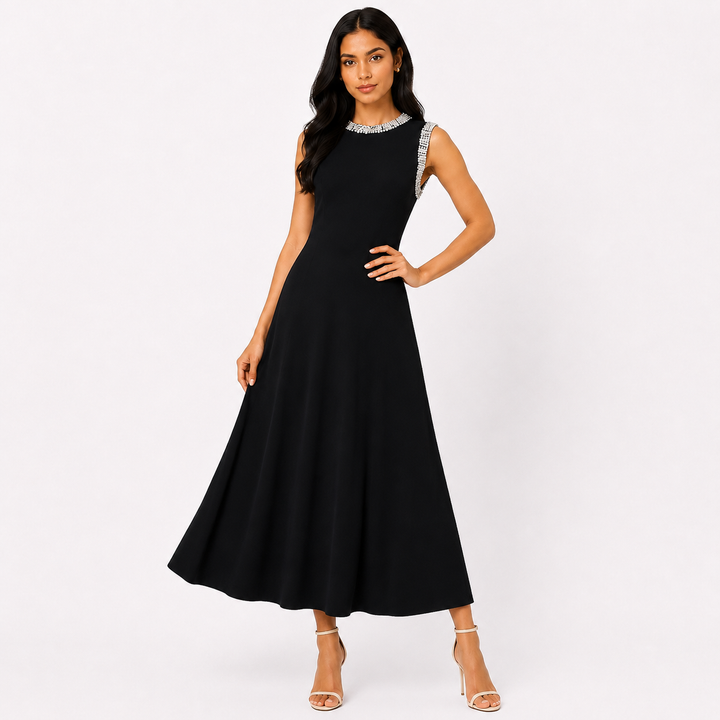 Embellished Sleeveless Maxi Dress - Sky