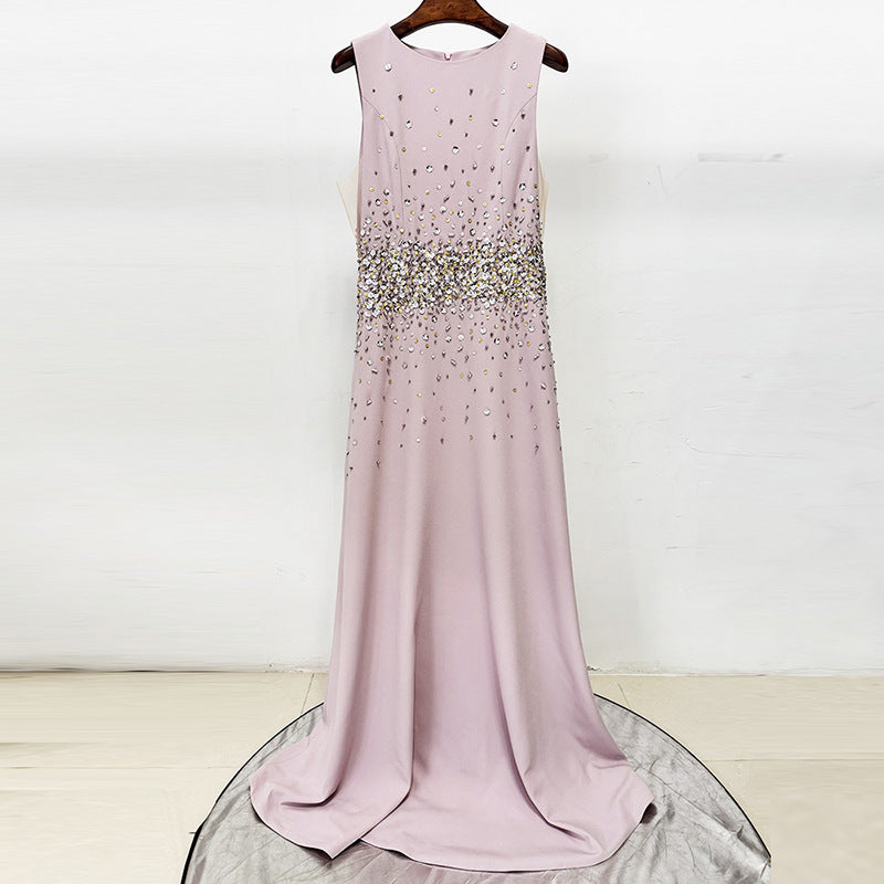 sleeveless evening gown with crystal embellished waist – BLUSH