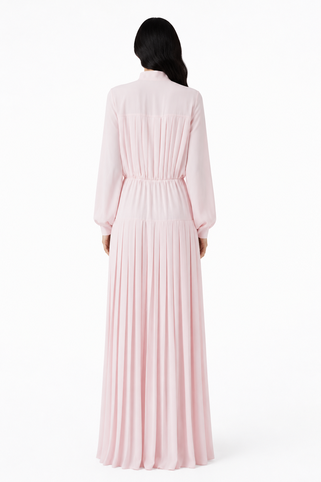 Pleated Blush Maxi Dress - LUNÉRA