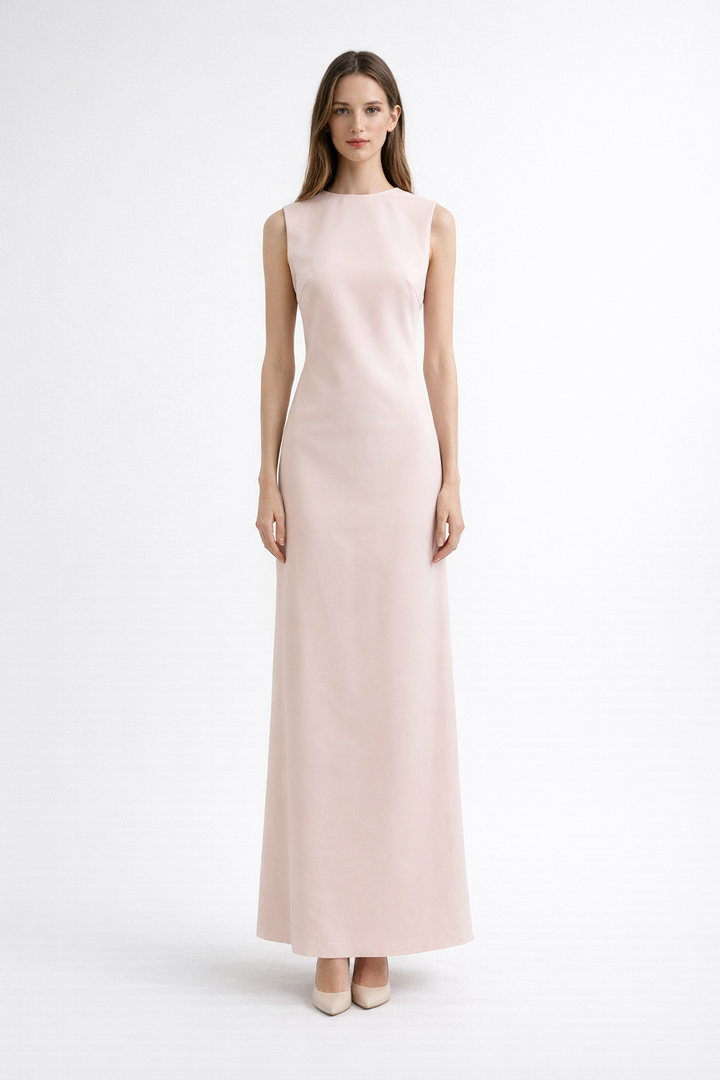 sleeveless column maxi dress with clean neckline – SERENE