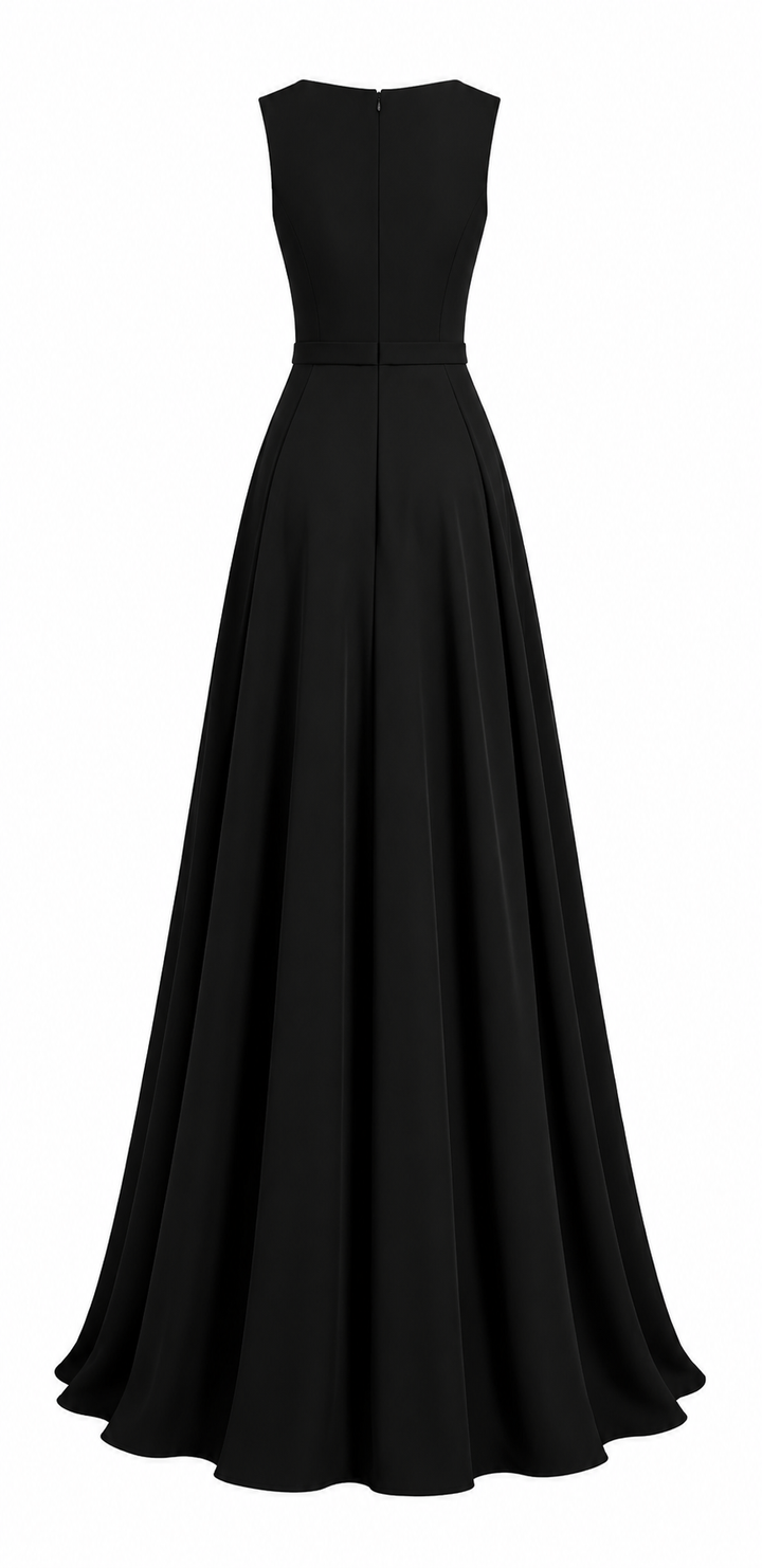 Midnight Elegance Crystal Neckline Gown - Grace