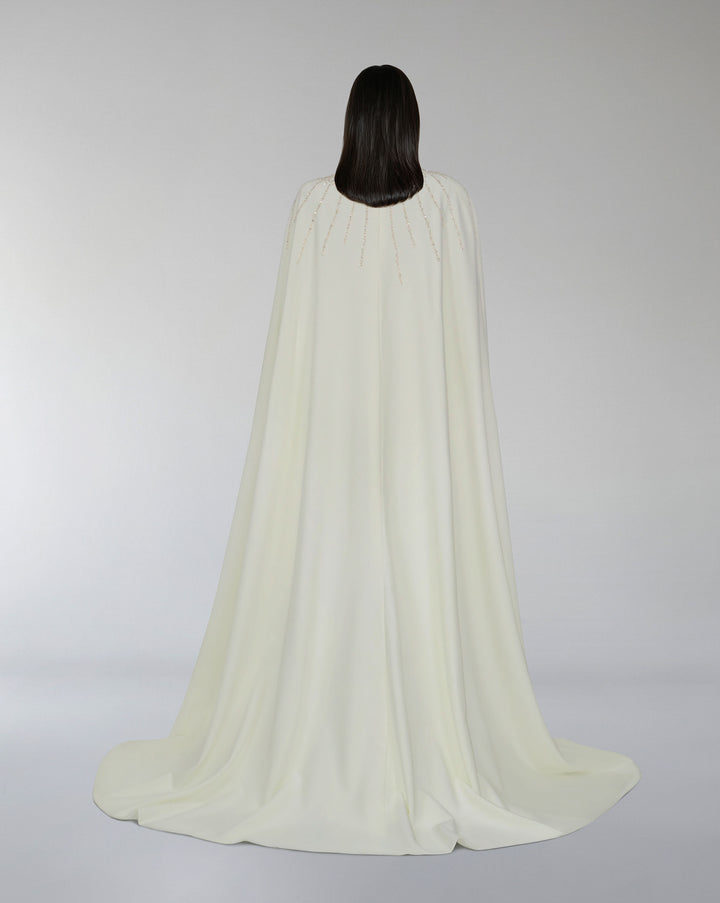 Sequined dress with halter neckline and maxi cape - ZIENA