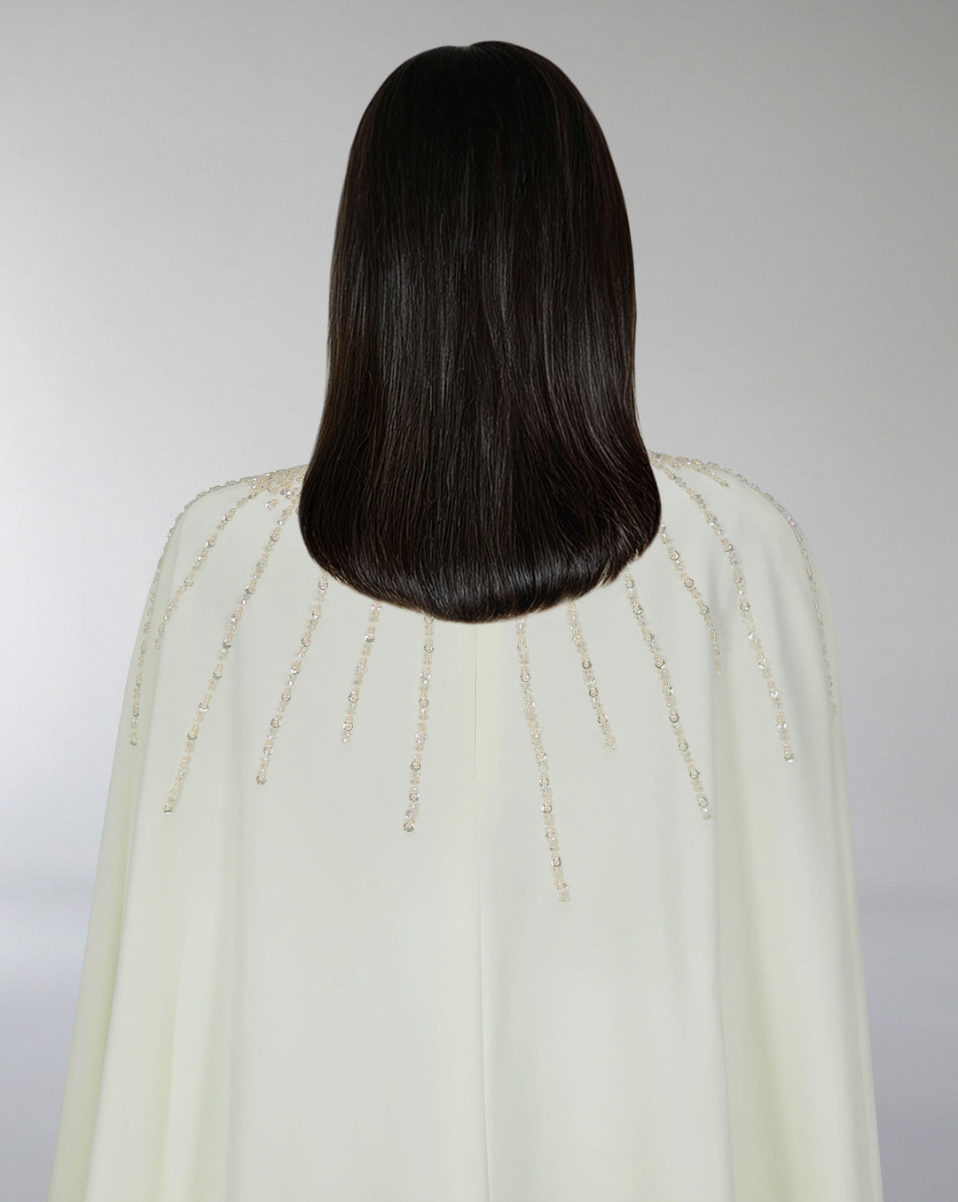 Sequined dress with halter neckline and maxi cape - ZIENA