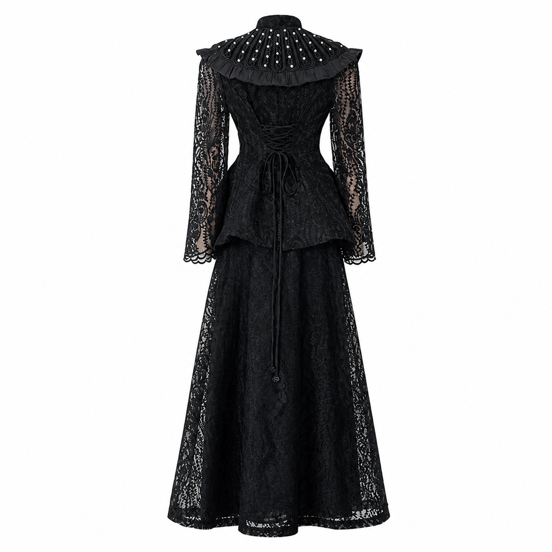 Black Lace Victorian Two-Piece Set – NOIRÉVA