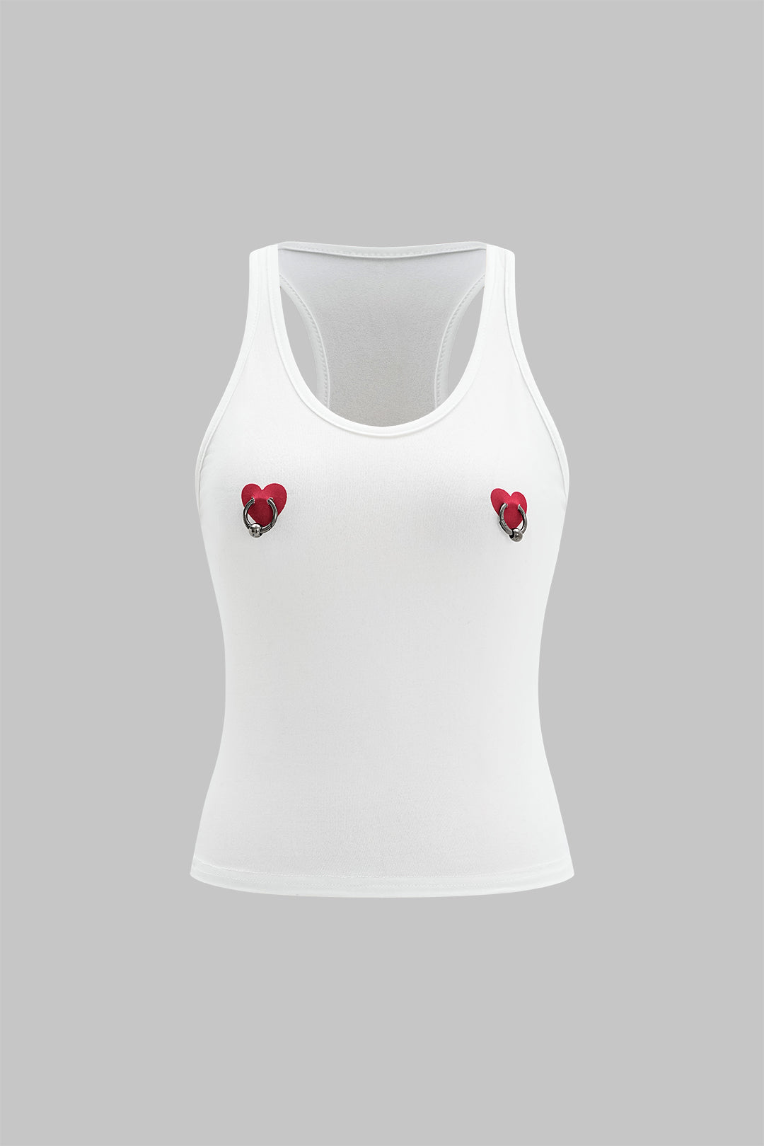 Heart Print Metallic Tank Top