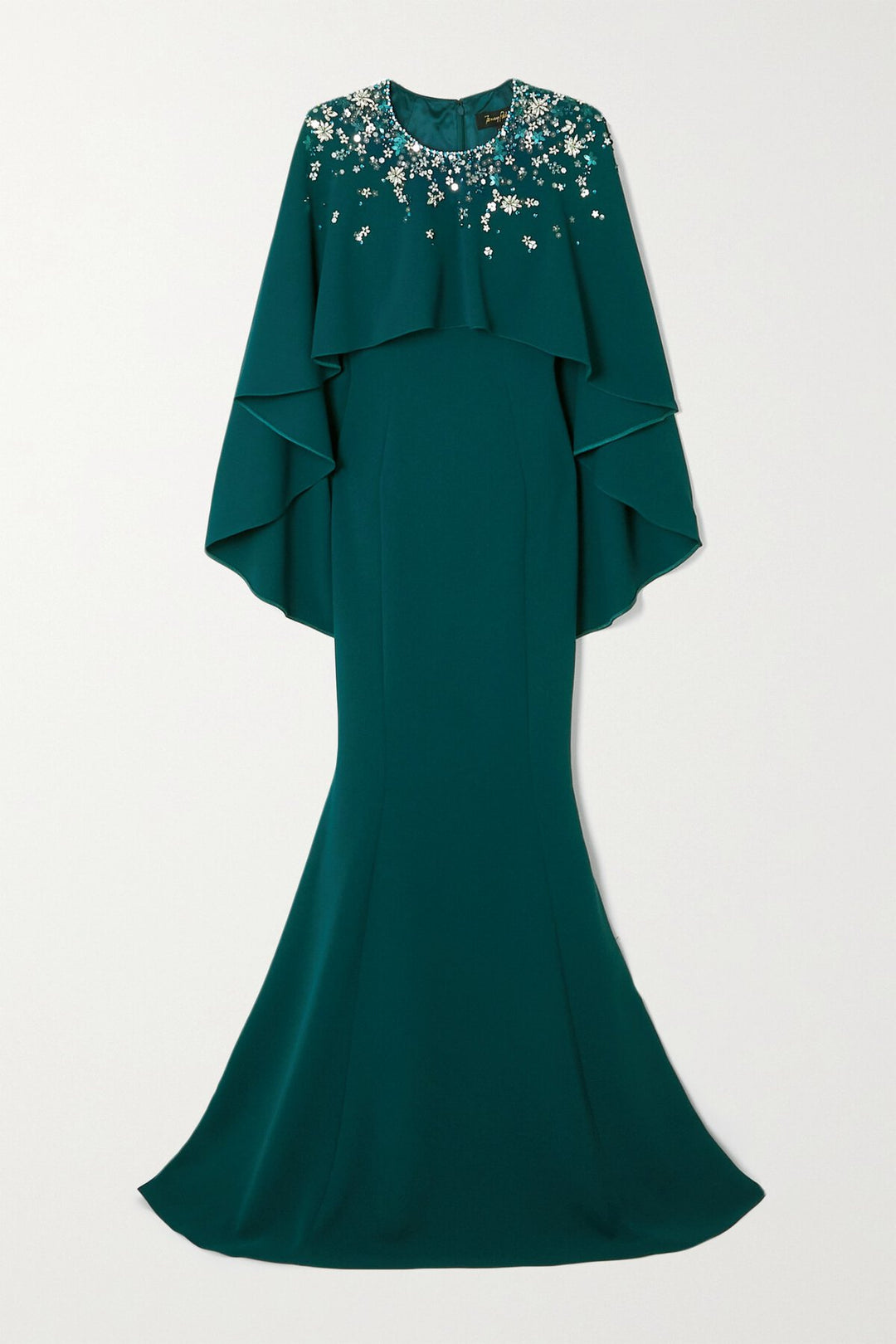 Embellished cape-sleeve gown – Lunas