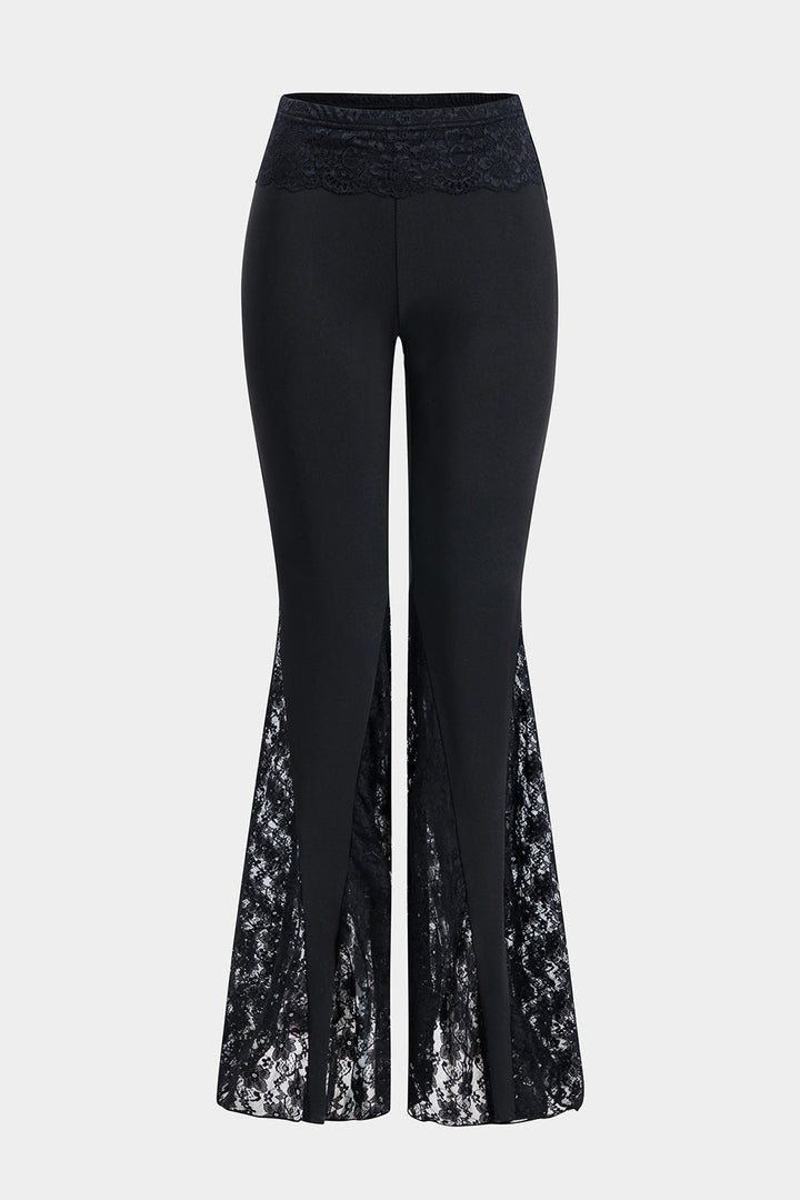 Lace Patchwork Flare Leg Trousers