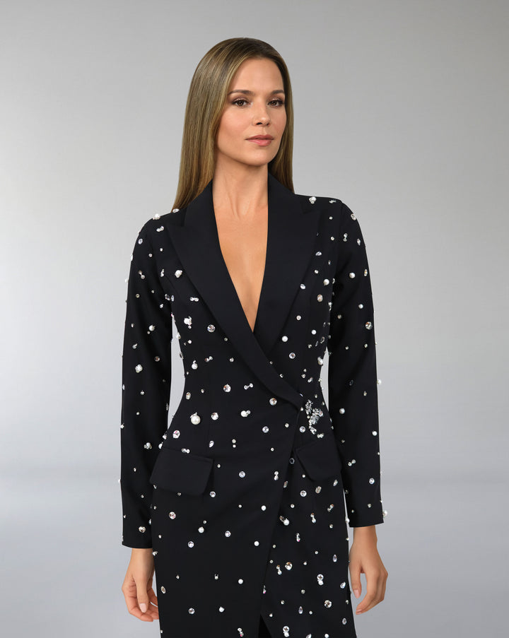 Fully beaded blazer dress-Rawaa