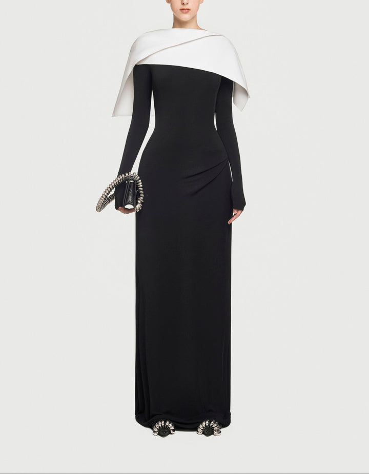 off-shoulder monochrome column gown – Sofaa
