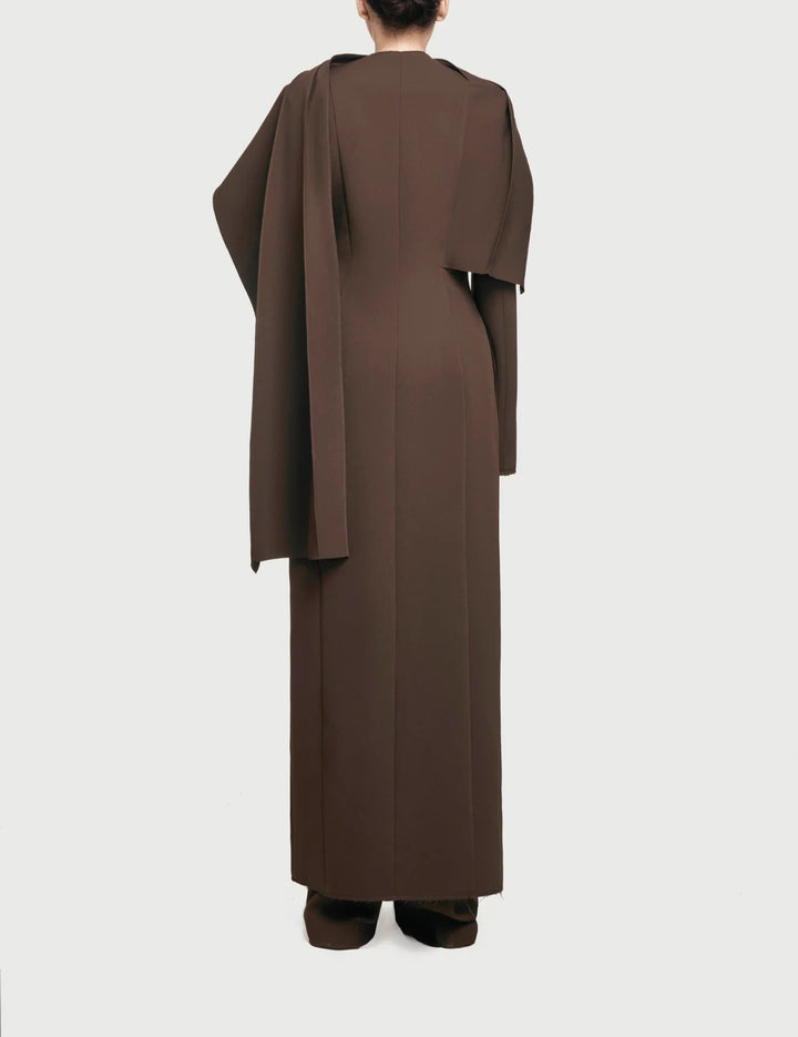 monochrome draped scarf coat dress – Goten
