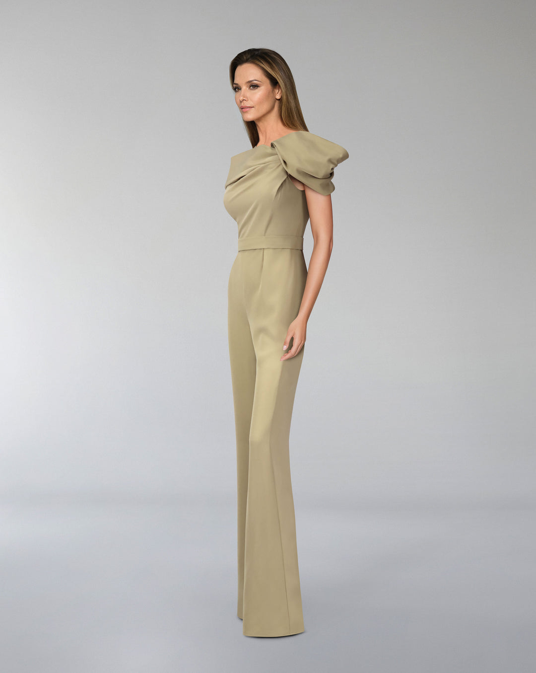 Draped neckline jumpsuit with waistband-Balsar