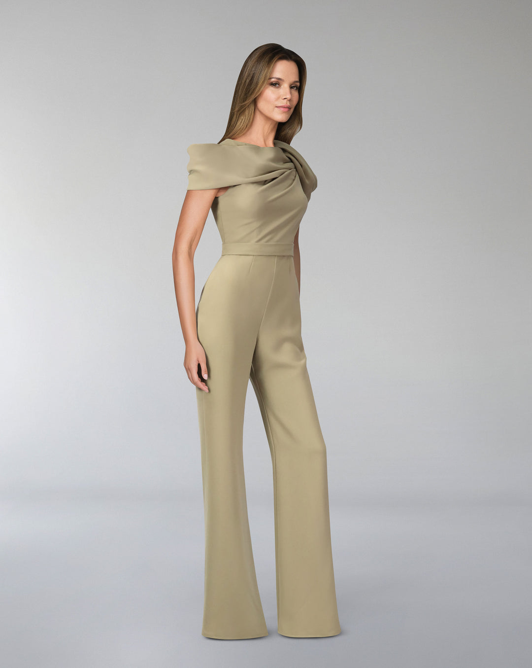 Draped neckline jumpsuit with waistband-Balsar