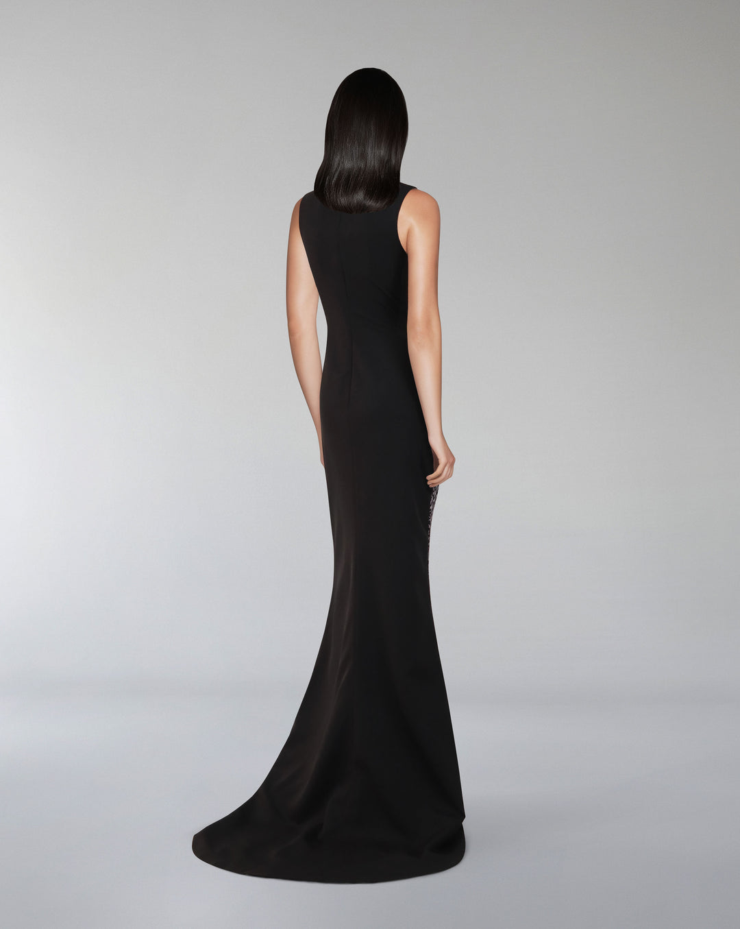 Sleeveless leopard printed dress with train - POLEEN