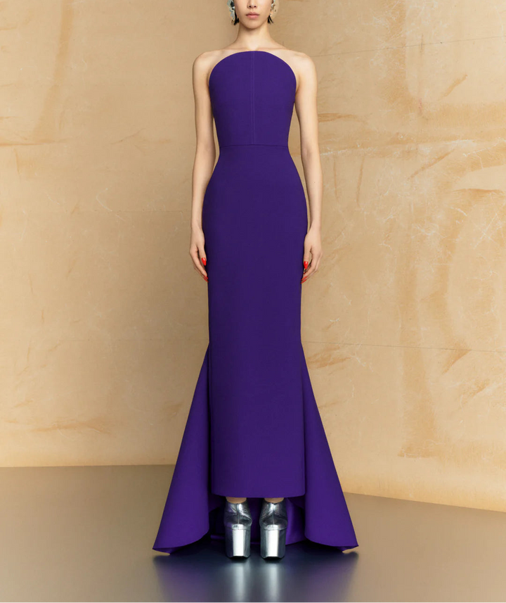 strapless column gown with fishtail hem – AMETHYST