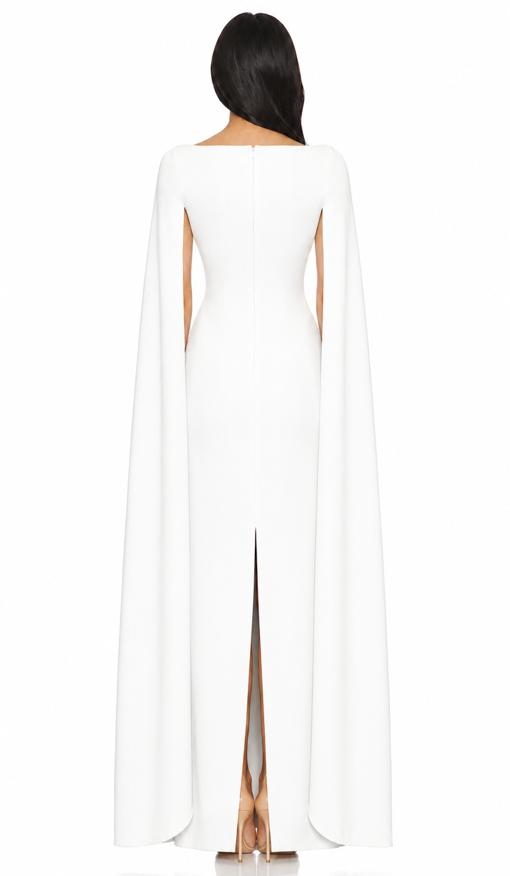 Cape Sleeve Column Maxi Dress - Sky