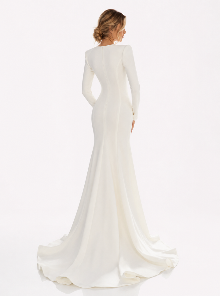 Ivory Crystal Plunge Mermaid Gown – Celestia