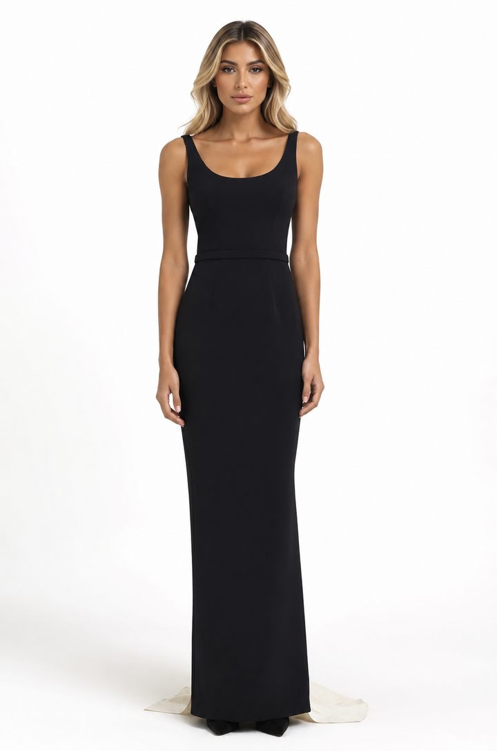 Sleeveless Column Gown - Noir