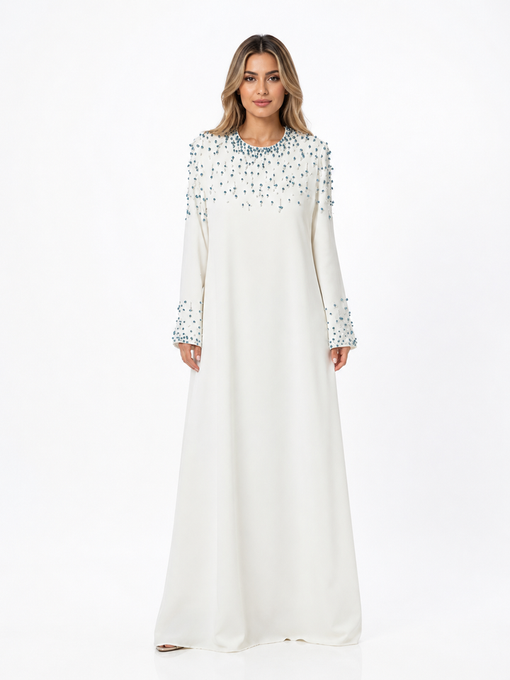 Crystal Beaded Maxi Dress - Ruby