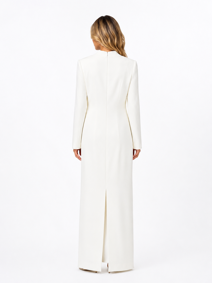 Crystal Floral Trim Maxi Dress - Ivory