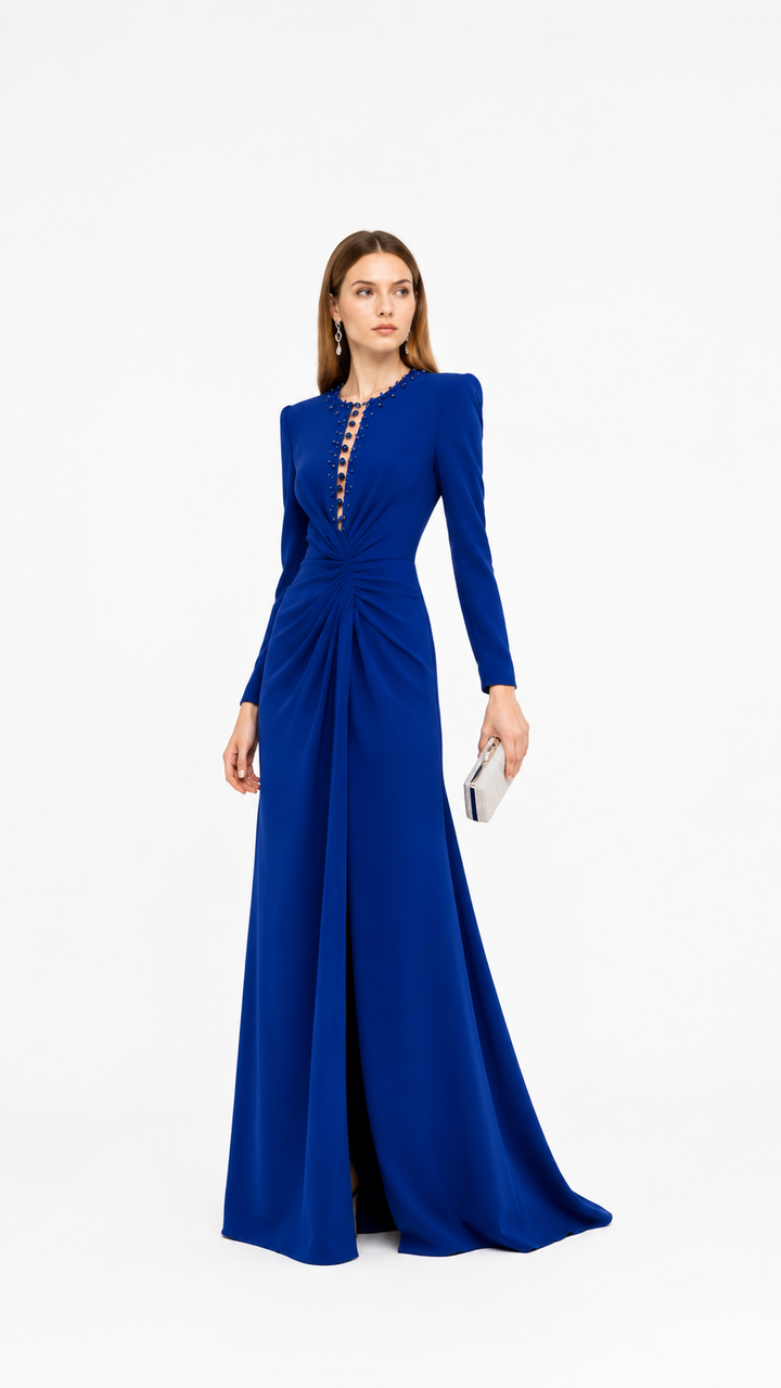 Royal Blue Embellished Twist Maxi Dress – SAPPHIRA