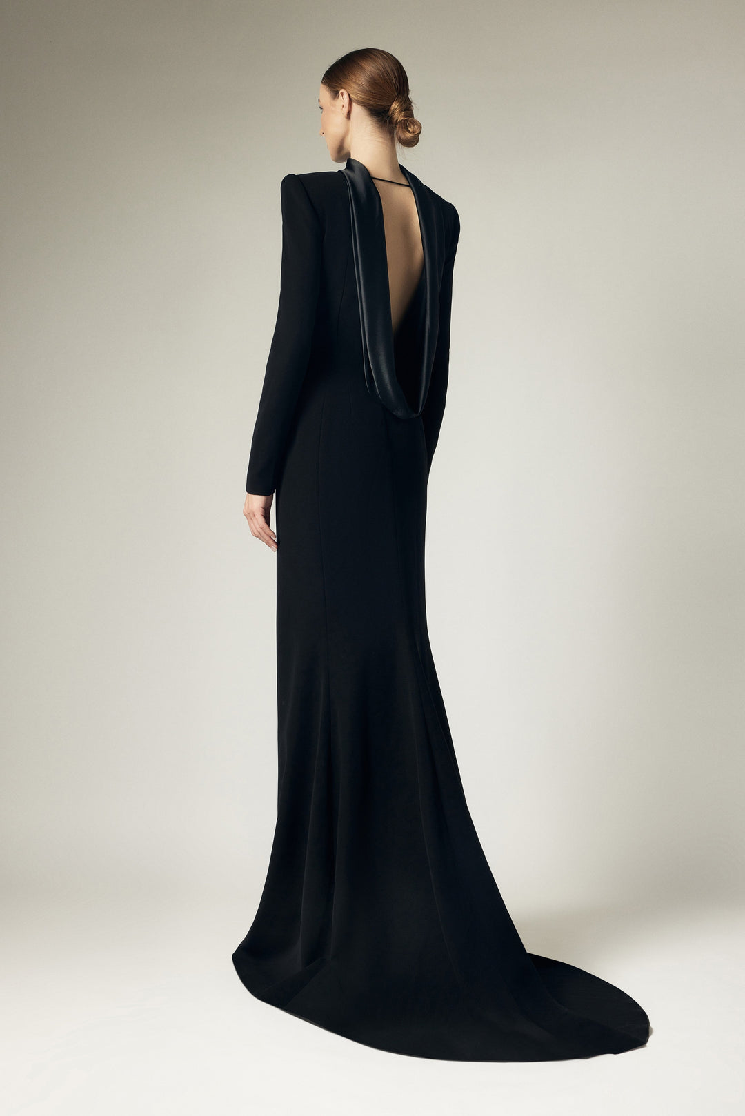 structured high-neck column gown – VESPERA