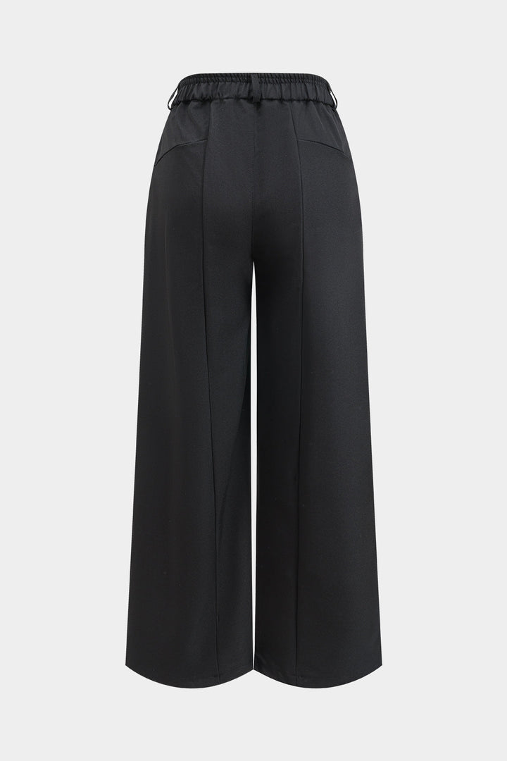 Button Pleat Wide Leg Trousers