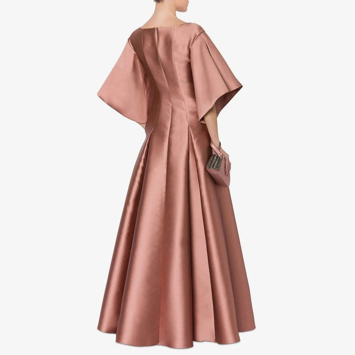 flutter-sleeve satin A-line gown – AURORA