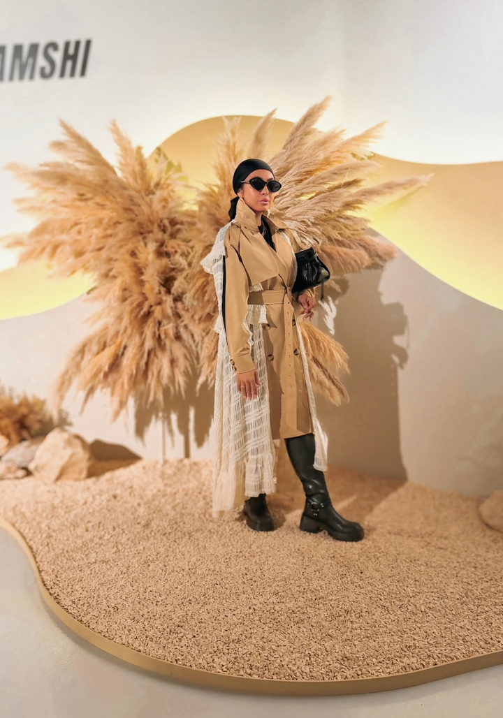 belted trench coat with pleated maxi skirt - Jayah