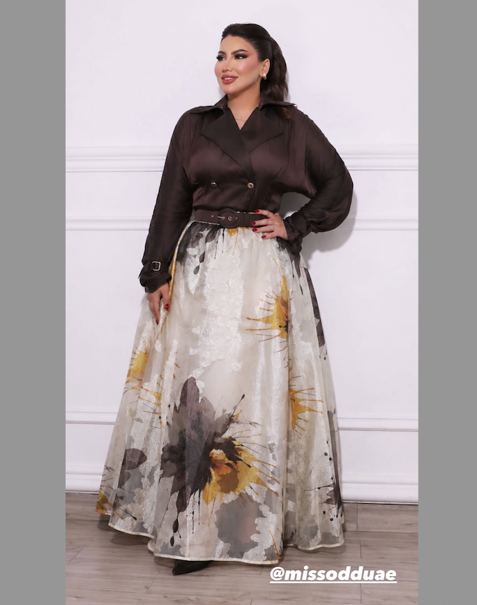 belted wrap midi dress with artistic floral print – AURELIA