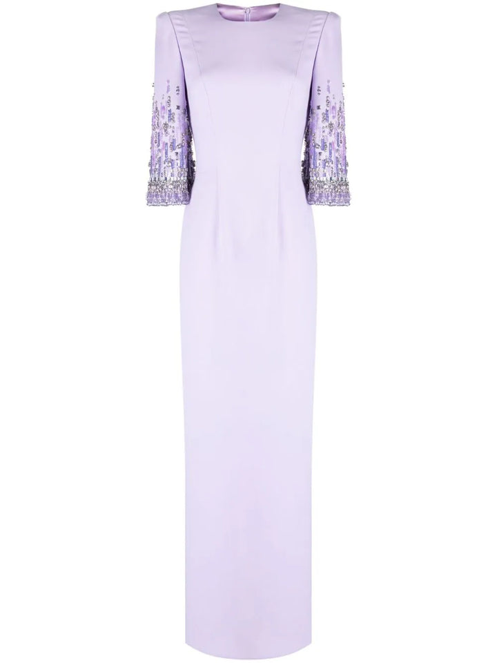 Beaded sleeve column gown – Bloma-1